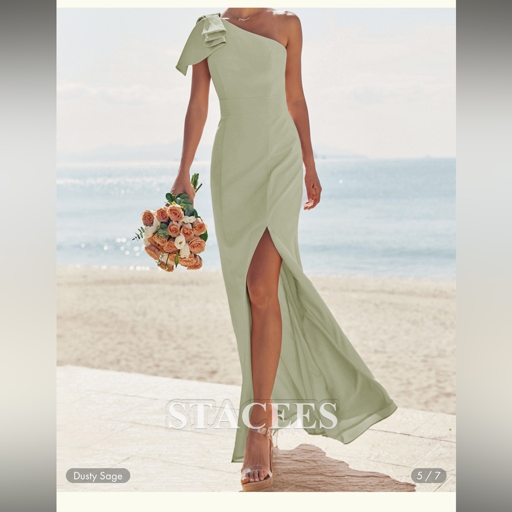 Green silk bridesmaids dress